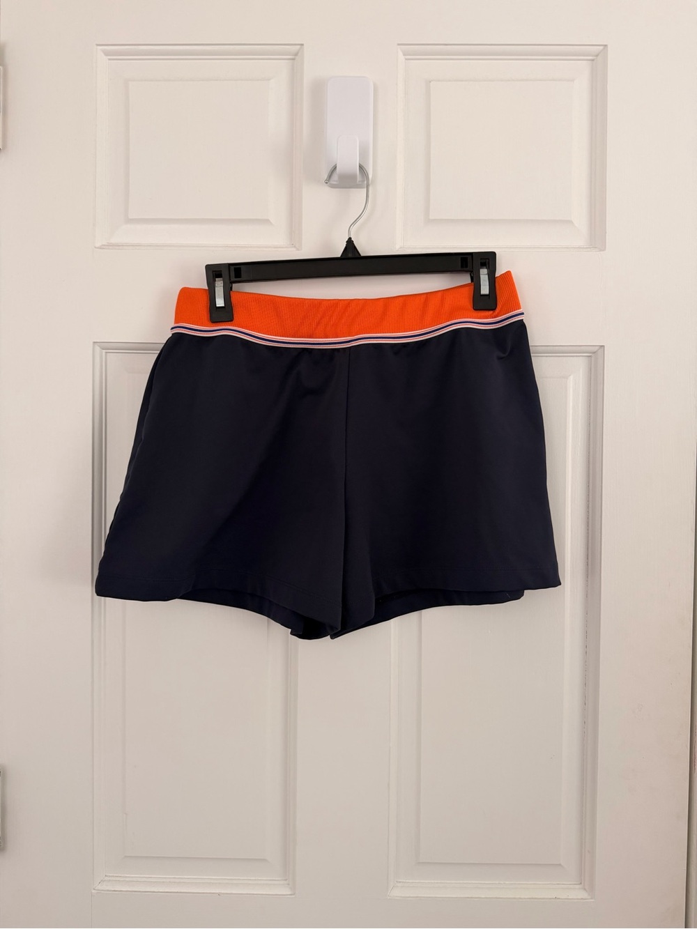 Prospirit Navy Athletic Shorts with Bright Orange Waistband
